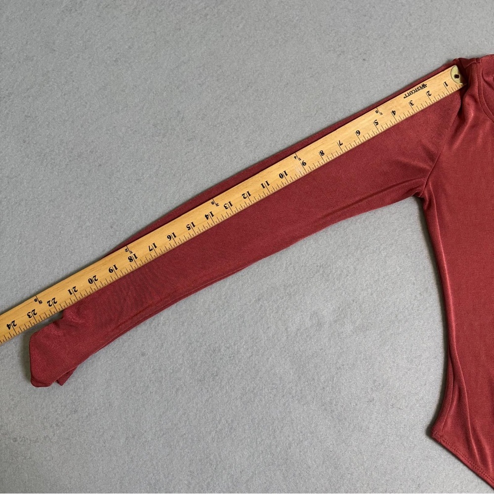 Free People Intimately | Rust Red | One Shoulder | Long Sleeve Bodysuit | Size S - Picture 6 of 9
